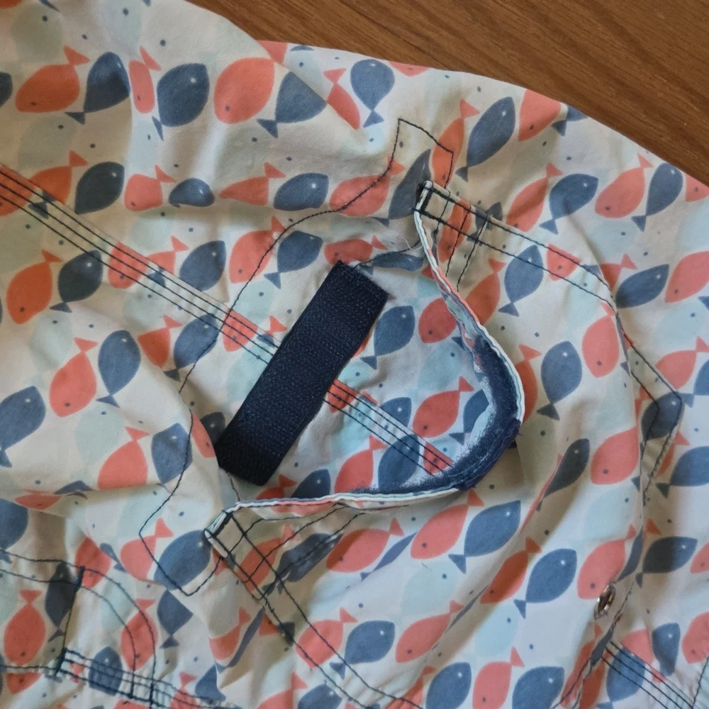 J. Crew Men's BroadShorts - Peach and Blue Fish Print‎ Size 32